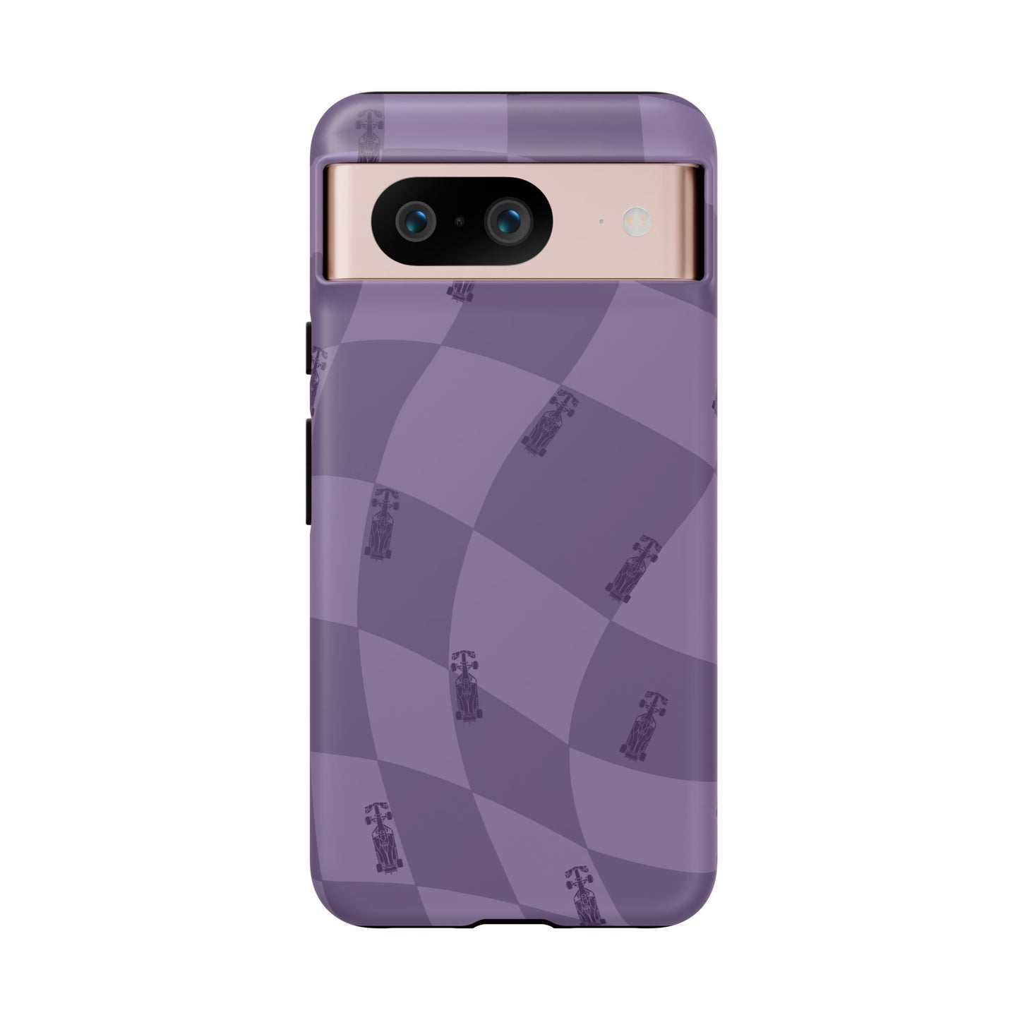 F1 Phone Case Purple Checkered Design, Trendy F1 Gift, Formula 1 Gift, Cute F1 Phone Case, Unique Formula One Phone Case