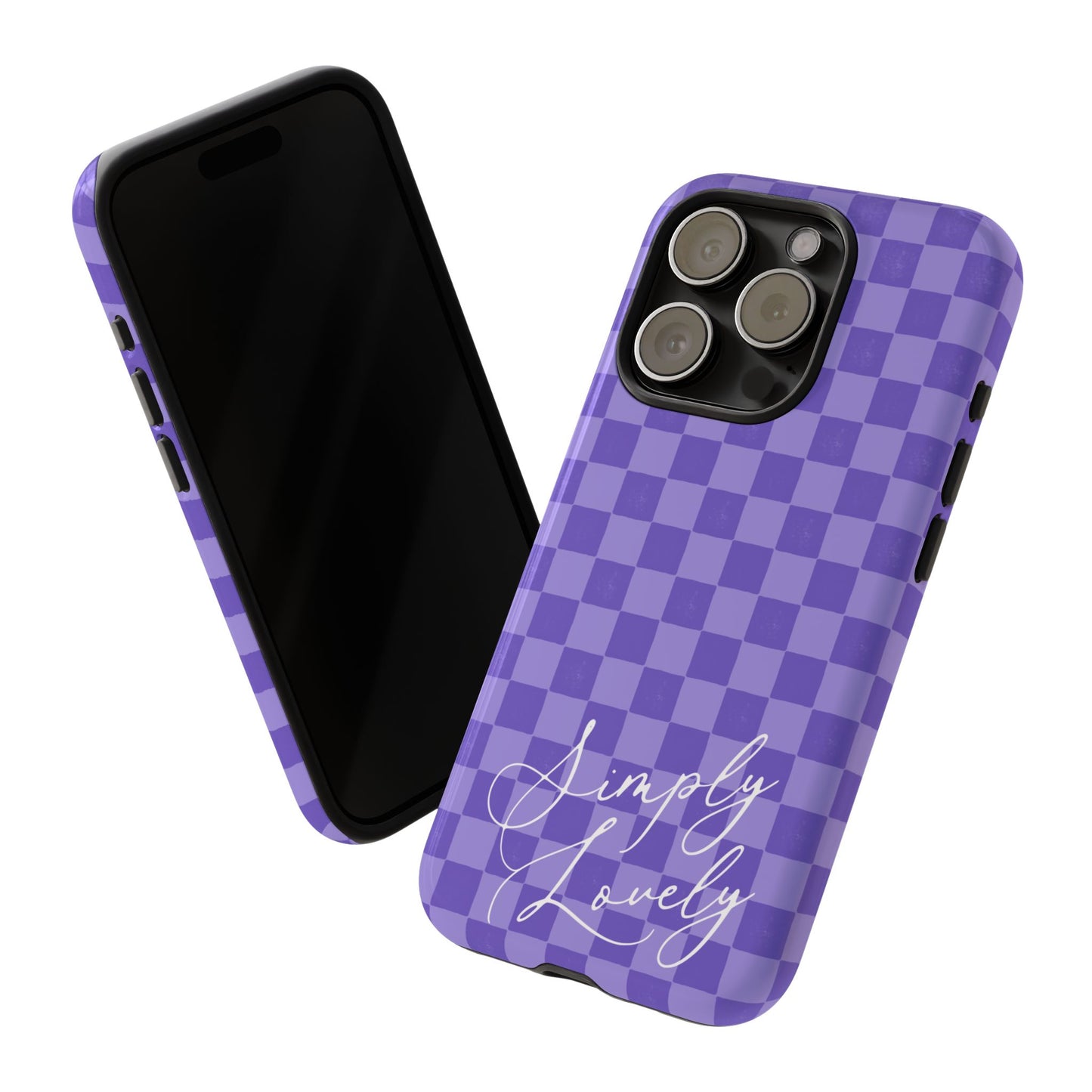Simply Lovely Purple Checkered F1 Phone Case Design, Trendy F1 Gift, Formula 1 Gift, Cute F1 Phone Case