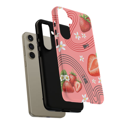 Red F1 Audi and Strawberries Phone Case, Trendy F1 Gift, Formula 1 Gift, Cute Fruit F1 Phone Case, Unique Phone Case