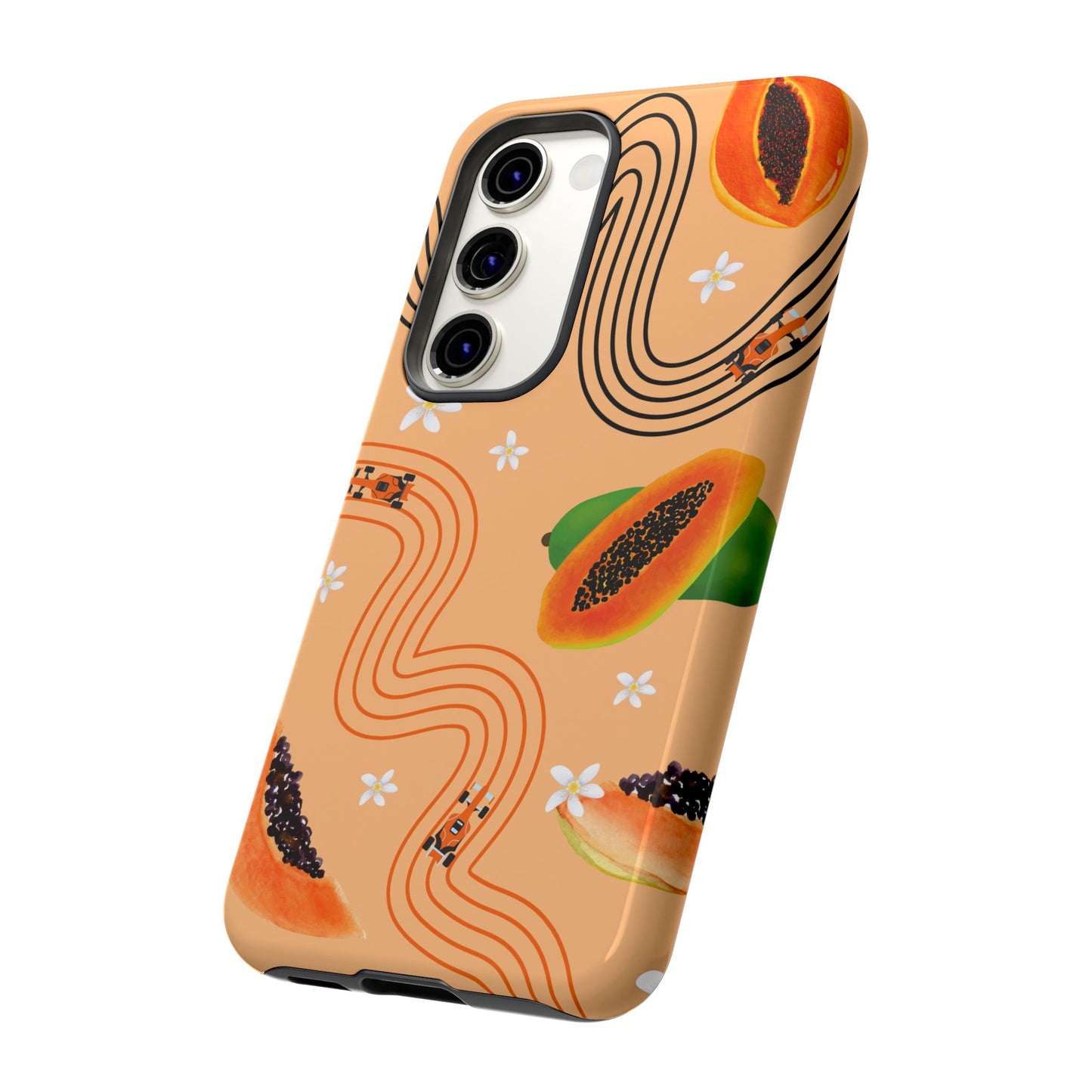 Orange F1 McLaren and Papaya Phone Case, Trendy F1 Gift, Formula 1 Gift, Cute Fruit F1 Phone Case, Unique Phone Case