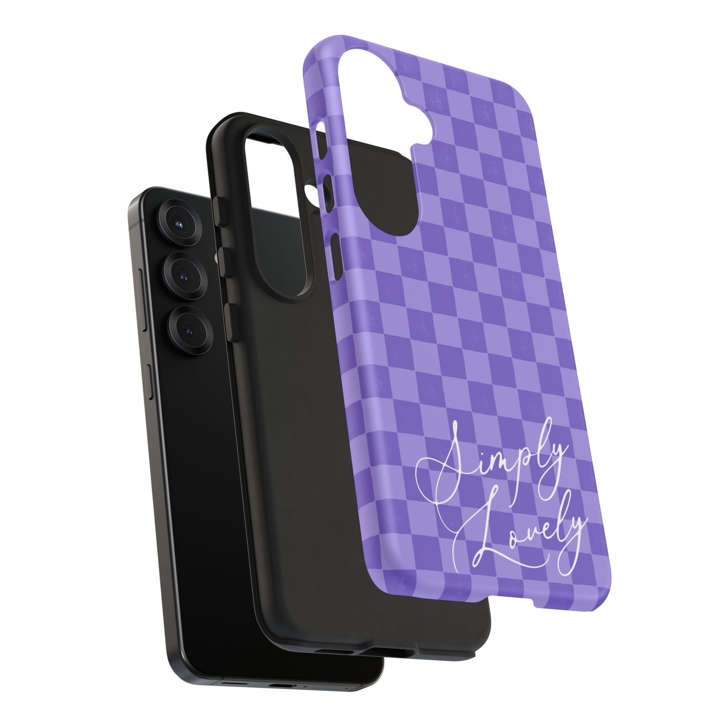 Simply Lovely Purple Checkered F1 Phone Case Design, Trendy F1 Gift, Formula 1 Gift, Cute F1 Phone Case
