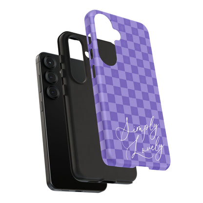 Simply Lovely Purple Checkered F1 Phone Case Design, Trendy F1 Gift, Formula 1 Gift, Cute F1 Phone Case