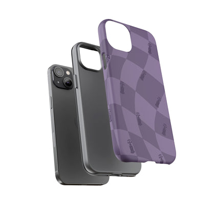 F1 Phone Case Purple Checkered Design, Trendy F1 Gift, Formula 1 Gift, Cute F1 Phone Case, Unique Formula One Phone Case