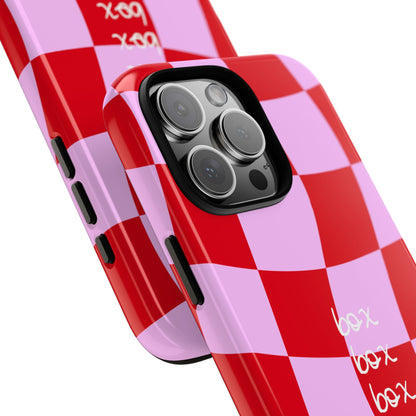 Pink and Red Checkered F1 Phone Case, Box Box Box F1 Phone Case