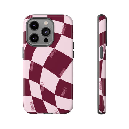 F1 Phone Case Pink Checkered Design, Trendy F1 Gift, Formula 1 Gift, Cute F1 Phone Case, Unique Formula One Phone Case