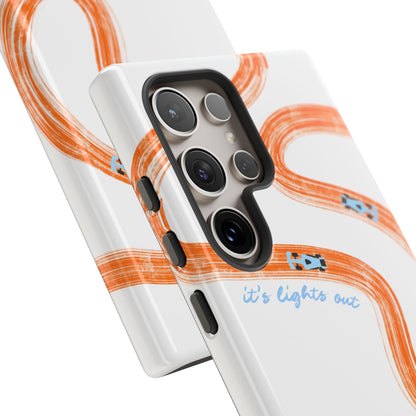 McLaren F1 Phone Case Orange and Blue Painted "its lights out and away we go", Trendy F1 Gift, Formula 1 Gift, Cute F1 Phone Case