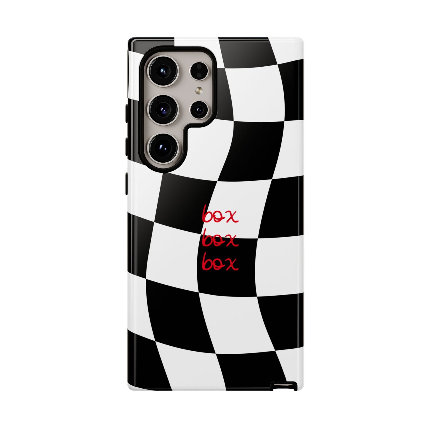 Black and Red Checkered F1 Phone Case, Box Box Box F1 Phone Case