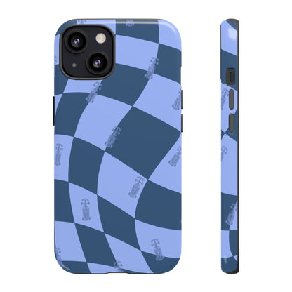 F1 Phone Case Blue Checkerboard Design, Trendy F1 Gift, Formula 1 Gift, Cute F1 Phone Case, Unique Formula One Phone Case