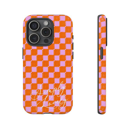 Simply Lovely Orange and Pink Checkered F1 Phone Case Design, Trendy F1 Gift, Formula 1 Gift, Cute F1 Phone Case