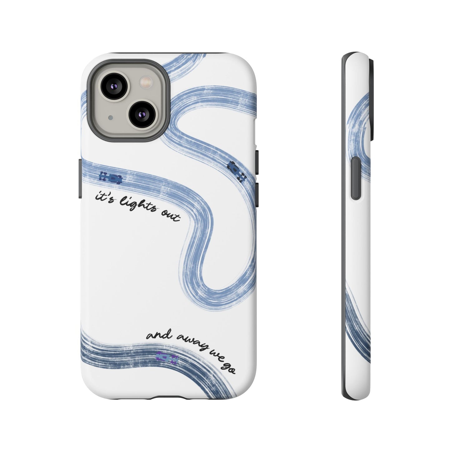 F1 Phone Case Blue Painted "its lights out and away we go", Trendy F1 Gift, Formula 1 Gift, Cute F1 Phone Case, Gift for F1 Fans
