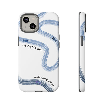 F1 Phone Case Blue Painted "its lights out and away we go", Trendy F1 Gift, Formula 1 Gift, Cute F1 Phone Case, Gift for F1 Fans