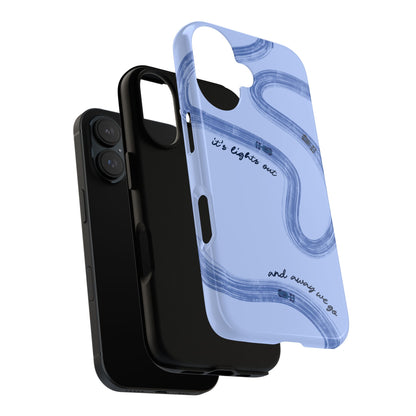 F1 Phone Case Monochrome Blue Painted "its lights out and away we go", Trendy F1 Gift, Formula 1 Gift, Cute F1 Phone Case, Phone Case