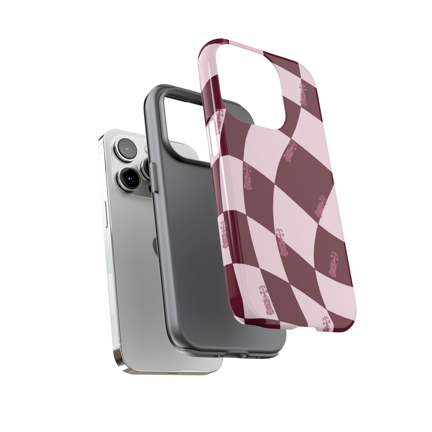F1 Phone Case Pink Checkered Design, Trendy F1 Gift, Formula 1 Gift, Cute F1 Phone Case, Unique Formula One Phone Case