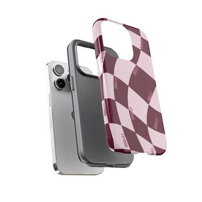 F1 Phone Case Pink Checkered Design, Trendy F1 Gift, Formula 1 Gift, Cute F1 Phone Case, Unique Formula One Phone Case