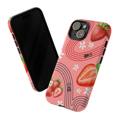 Red F1 Audi and Strawberries Phone Case, Trendy F1 Gift, Formula 1 Gift, Cute Fruit F1 Phone Case, Unique Phone Case
