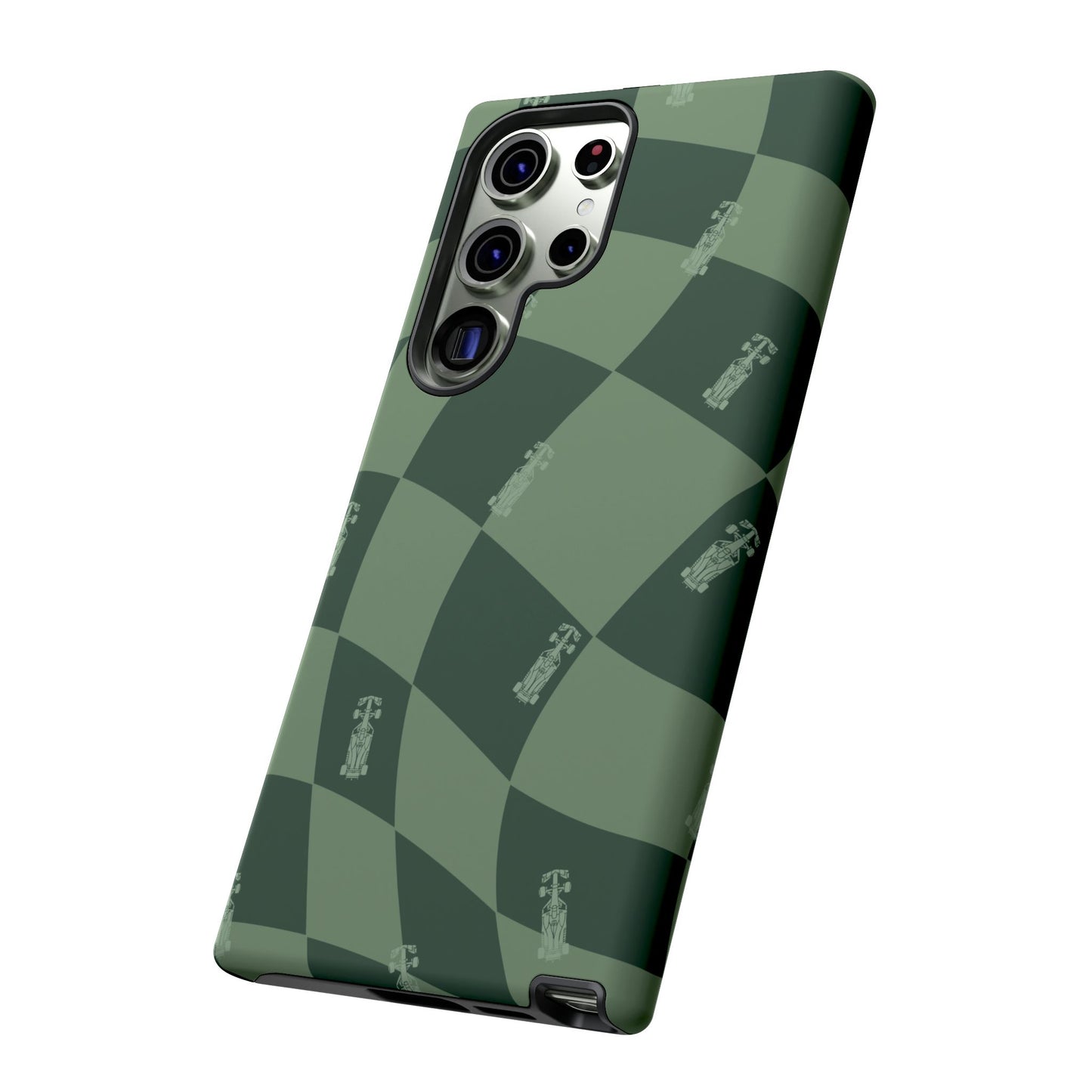 F1 Phone Case Green Checkerboard Design, Trendy F1 Gift, Formula 1 Gift, Cute F1 Phone Case, Unique Formula One Phone Case