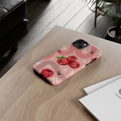 Red F1 Haas and Raspberries Phone Case, Trendy F1 Gift, Formula 1 Gift, Cute Fruit F1 Phone Case, Unique Phone Case