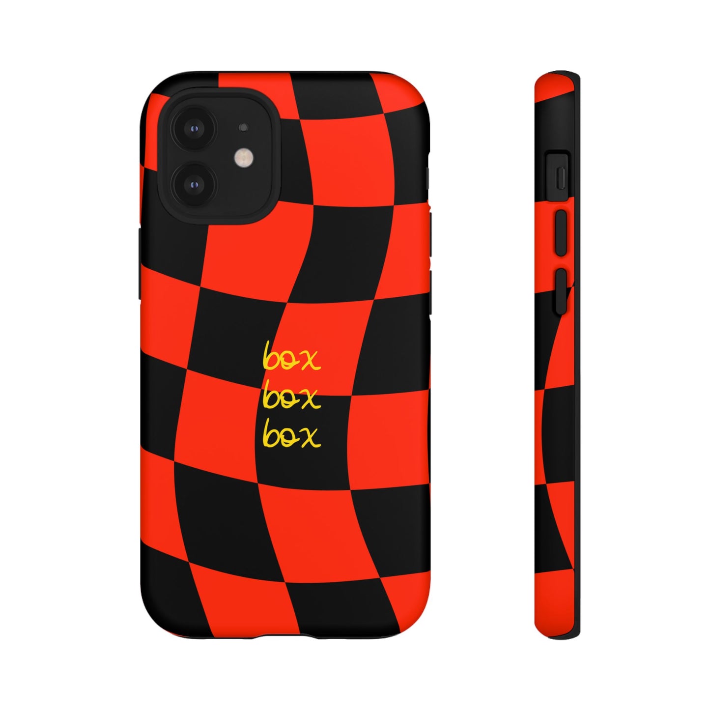 F1 Ferrari Black and Red Checkered Phone Case, Box Box Box F1 Phone Case