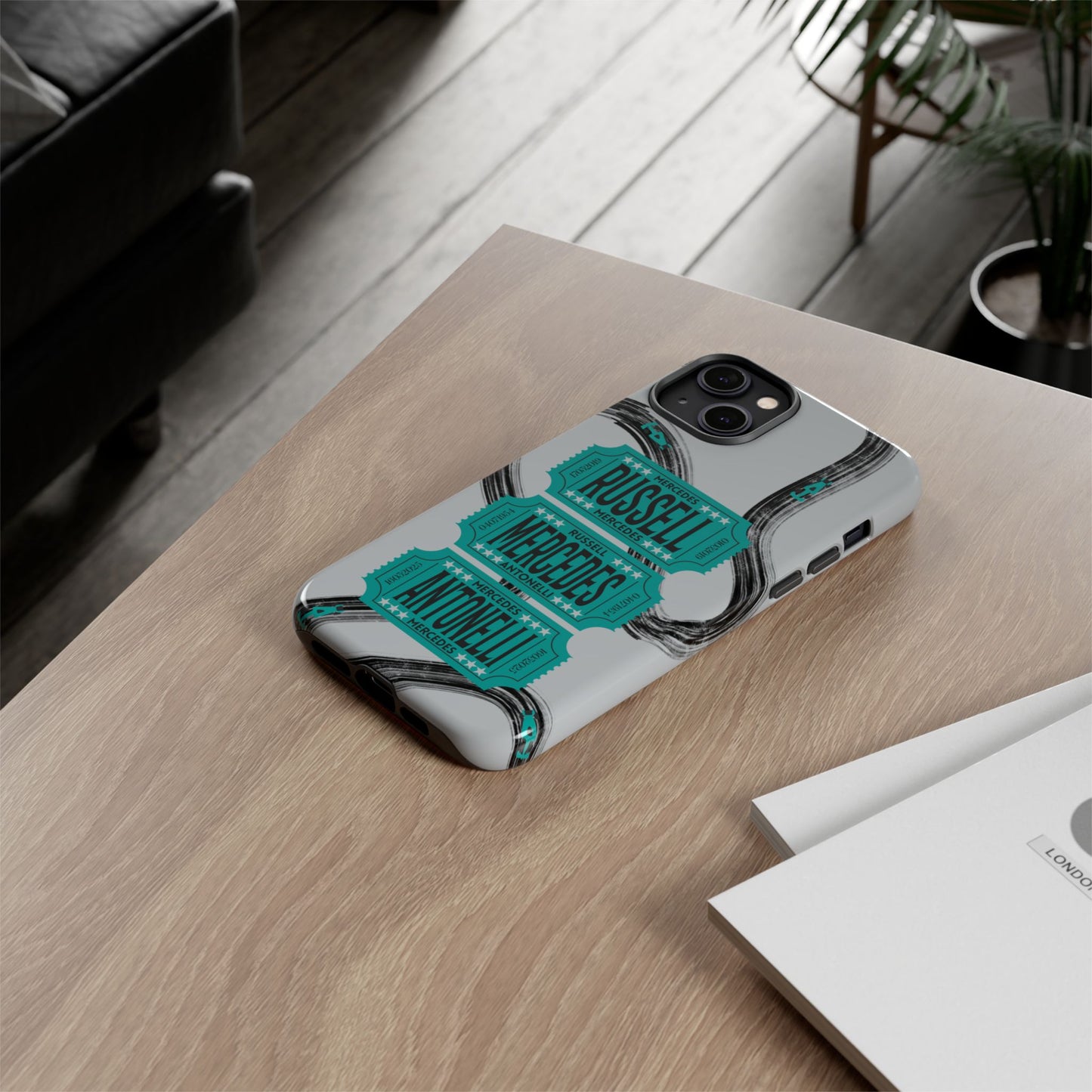 Mercedes F1 Phone Case Painted Ticket Stubs, Trendy F1 Gift, Formula 1 Gift, Cute F1 Phone Case