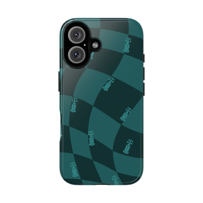 F1 Phone Case Teal Checkered Design, Trendy F1 Gift, Formula 1 Gift, Cute F1 Phone Case, Unique Formula One Phone Case
