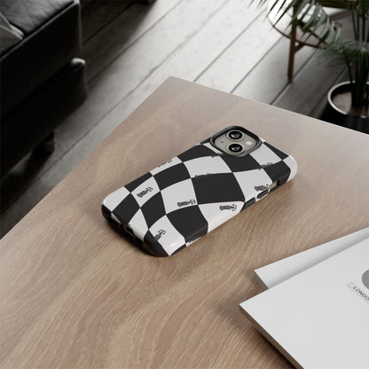 F1 Phone Case Black and White Checkered Design, Trendy F1 Gift, Formula 1 Gift, Cute F1 Phone Case, Unique Formula One Phone Case