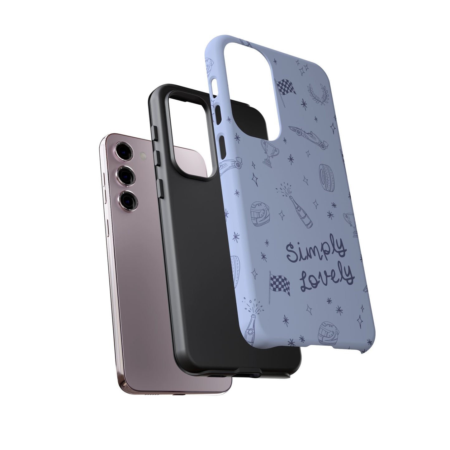 Blue Doodle "Simply Lovely" F1 Phone Case Design