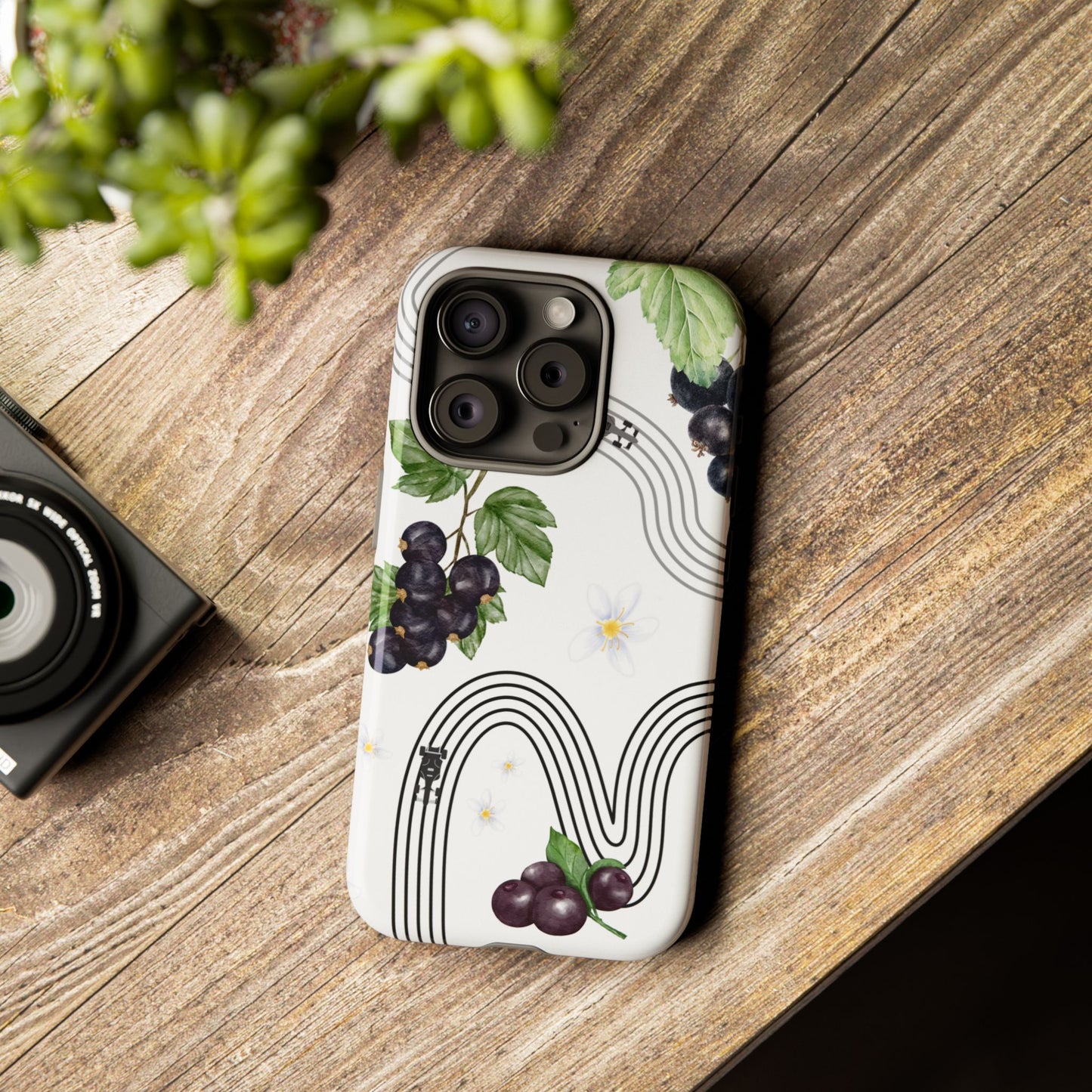 F1 Cadillac and Black Currants Phone Case, Trendy F1 Gift, Formula 1 Gift, Cute Fruit F1 Phone Case, Unique Phone Case