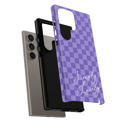 Simply Lovely Purple Checkered F1 Phone Case Design, Trendy F1 Gift, Formula 1 Gift, Cute F1 Phone Case