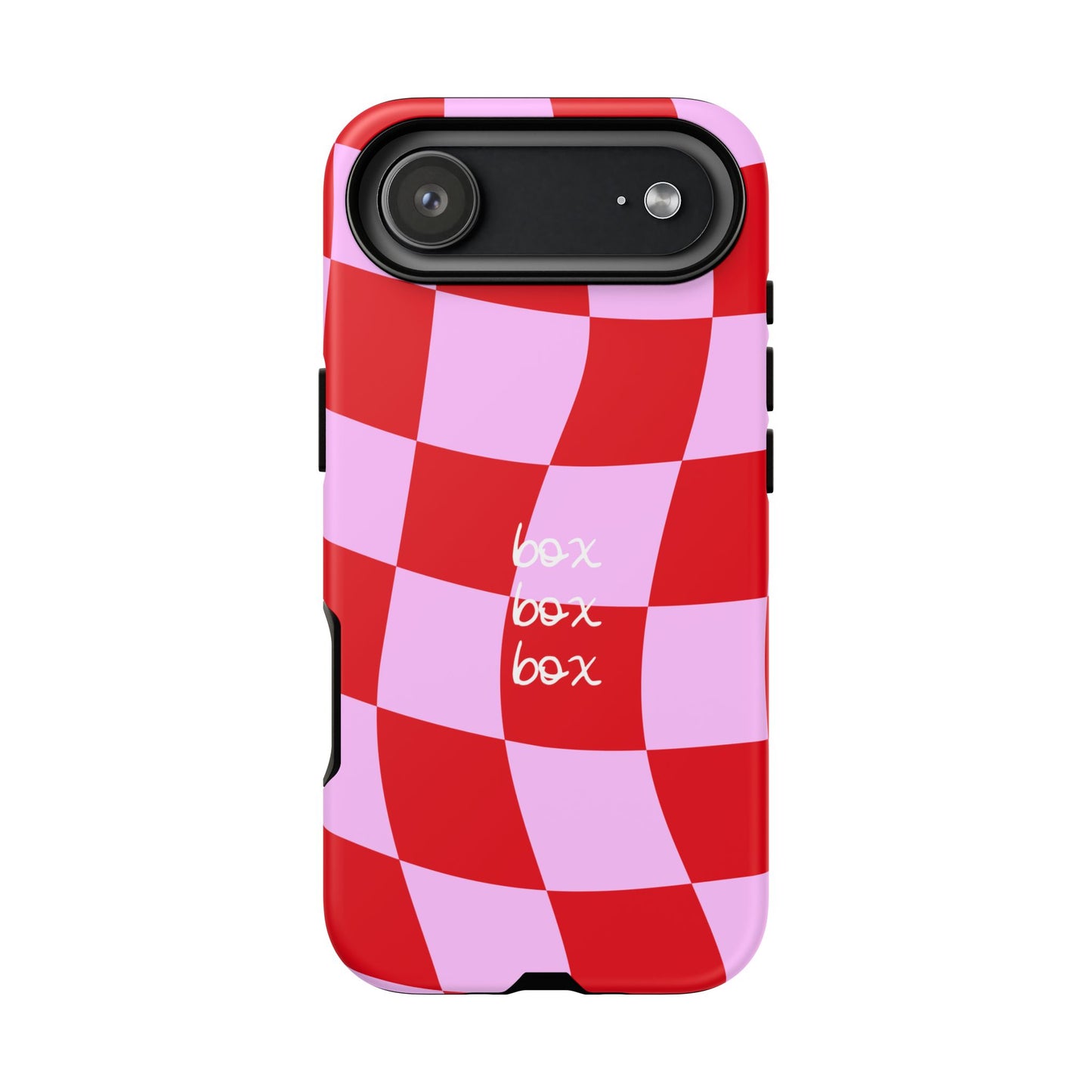 Pink and Red Checkered F1 Phone Case, Box Box Box F1 Phone Case
