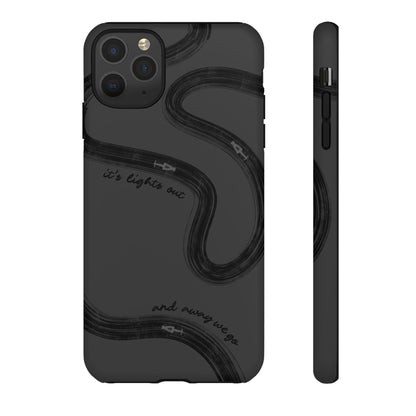 F1 Phone Case Monochrome Black Painted "its lights out and away we go", Trendy F1 Gift, Formula 1 Gift, Cute F1 Phone Case, Phone Case