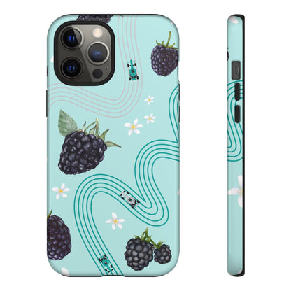 Teal F1 Mercedes and Blackberries Phone Case , Trendy F1 Gift, Formula 1 Gift, Cute Fruit F1 Phone Case, Unique Phone Case