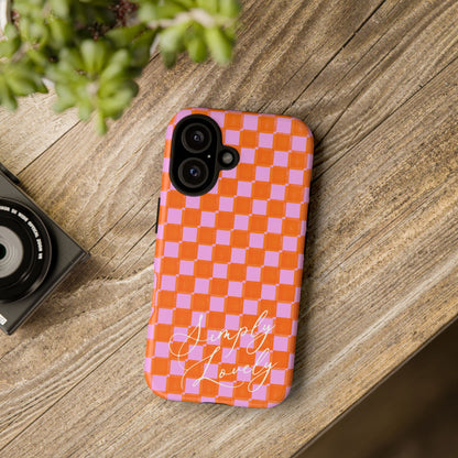 Simply Lovely Orange and Pink Checkered F1 Phone Case Design, Trendy F1 Gift, Formula 1 Gift, Cute F1 Phone Case