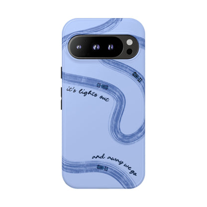 F1 Phone Case Monochrome Blue Painted "its lights out and away we go", Trendy F1 Gift, Formula 1 Gift, Cute F1 Phone Case, Phone Case
