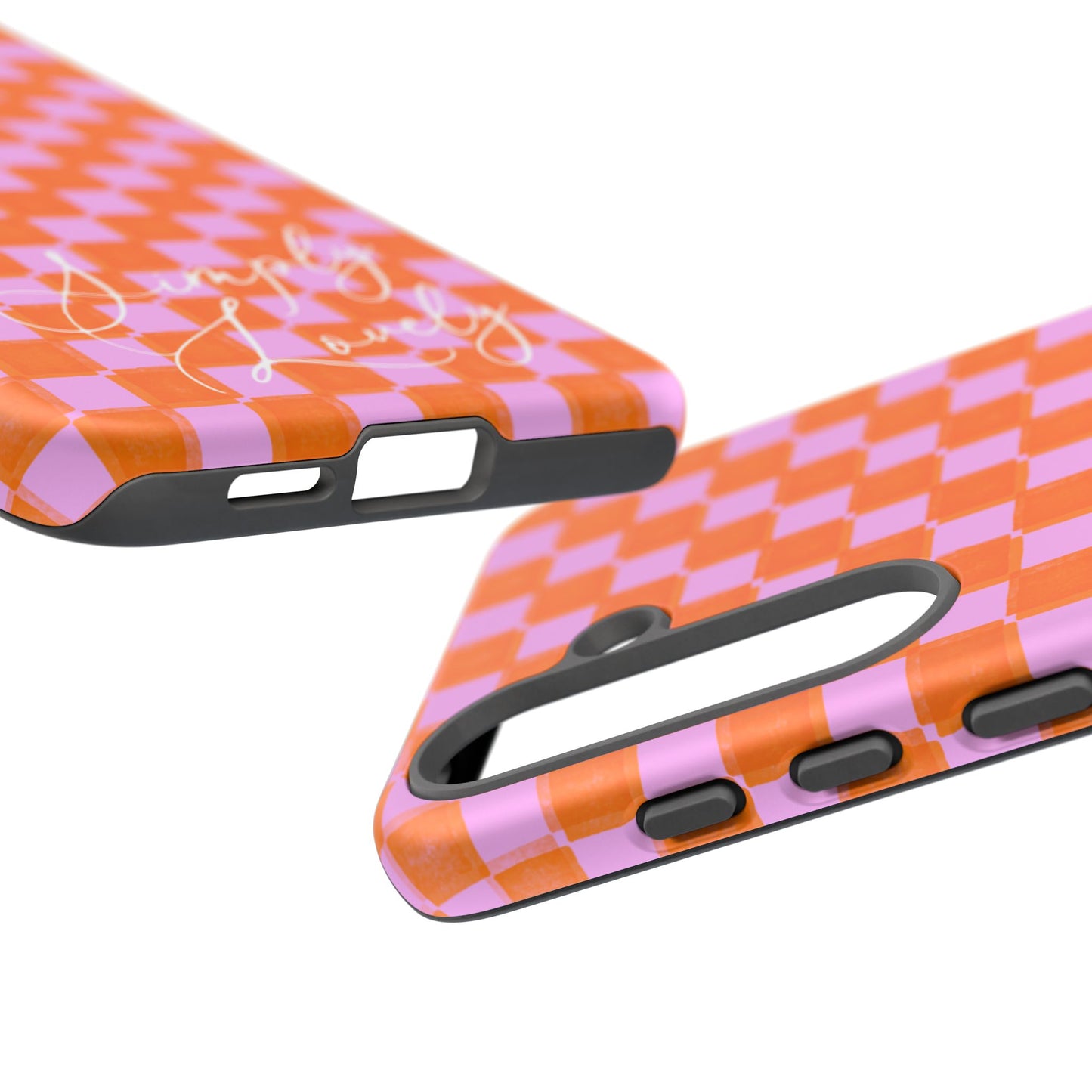 Simply Lovely Orange and Pink Checkered F1 Phone Case Design, Trendy F1 Gift, Formula 1 Gift, Cute F1 Phone Case