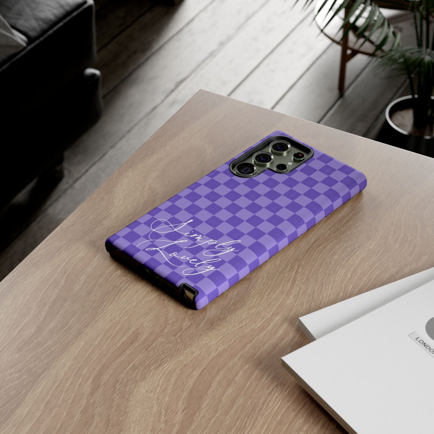 Simply Lovely Purple Checkered F1 Phone Case Design, Trendy F1 Gift, Formula 1 Gift, Cute F1 Phone Case