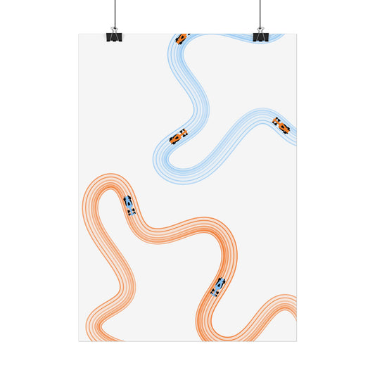 McLaren Orange and Blue F1 Wall Art Poster | Minimalist F1 Art - EU Sizing (Physical Print)