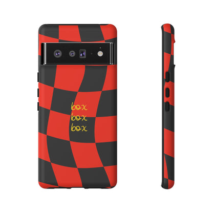 F1 Ferrari Black and Red Checkered Phone Case, Box Box Box F1 Phone Case