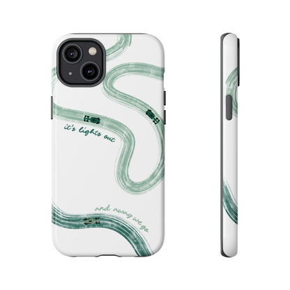 F1 Phone Case Green Painted "its lights out and away we go", Trendy F1 Gift, Formula 1 Gift, Cute F1 Phone Case, Gift for F1 Fans