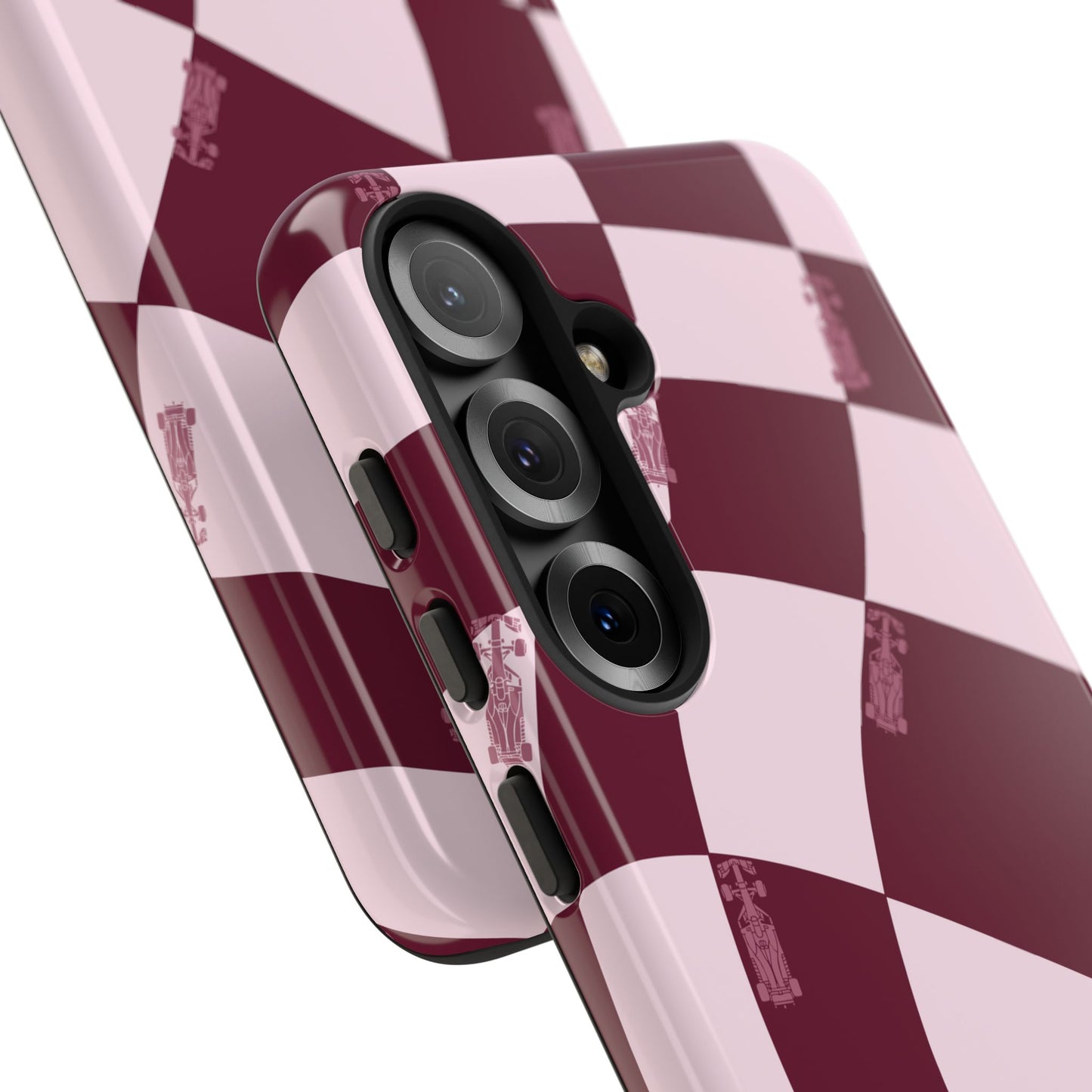 F1 Phone Case Pink Checkered Design, Trendy F1 Gift, Formula 1 Gift, Cute F1 Phone Case, Unique Formula One Phone Case