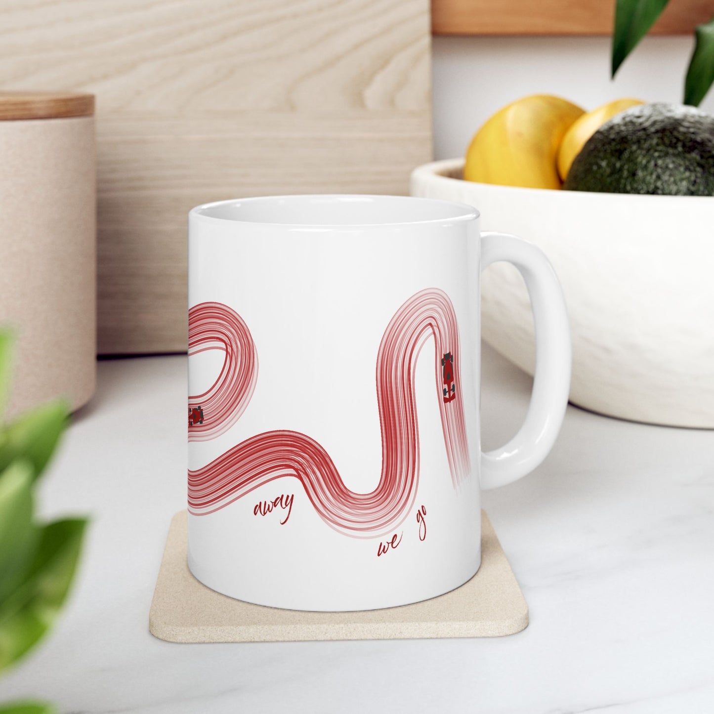 Red Painted F1  It's Lights Out and Away We Go Mug, Unique Gift for Coffee Lovers, Whimsical Formula 1 Gift