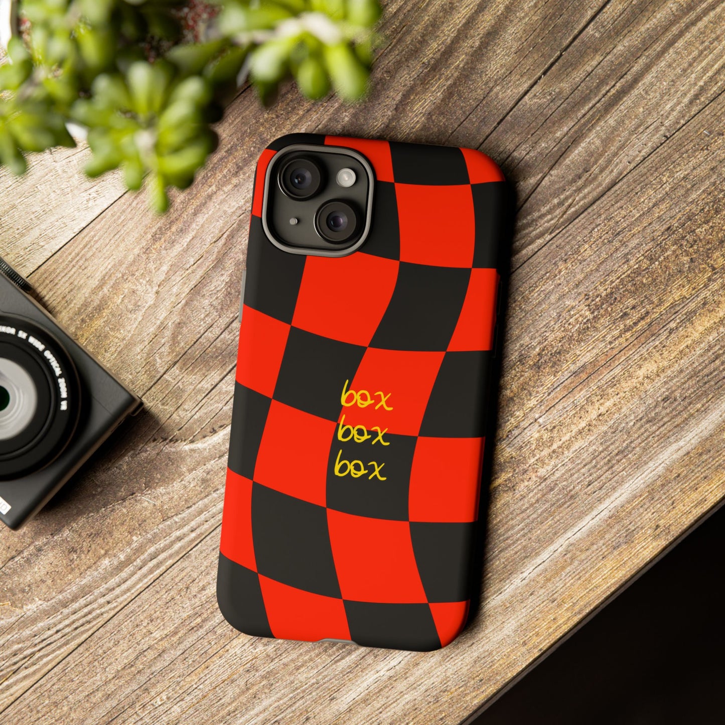 F1 Ferrari Black and Red Checkered Phone Case, Box Box Box F1 Phone Case