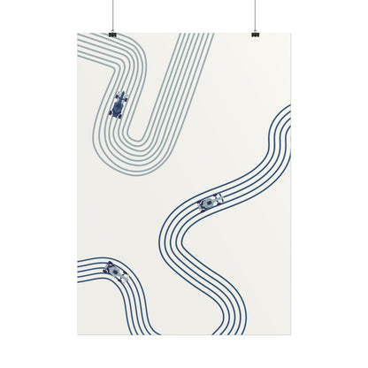 Abstract Blue F1 Giclée Print Poster | Minimalist F1 Art - EU SIZING (Physical Print)