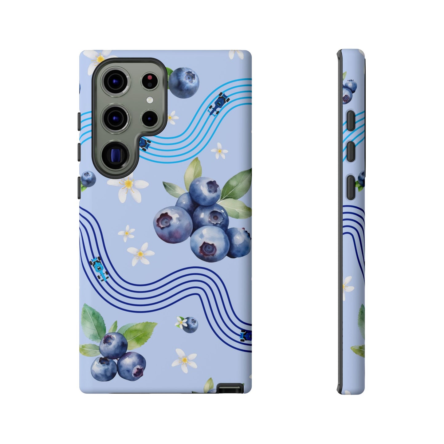 Blue F1 Williams and Blueberries Phone Case, Trendy F1 Gift, Formula 1 Gift, Cute Fruit F1 Phone Case, Unique Phone Case
