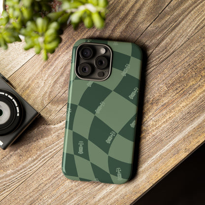 F1 Phone Case Green Checkerboard Design, Trendy F1 Gift, Formula 1 Gift, Cute F1 Phone Case, Unique Formula One Phone Case