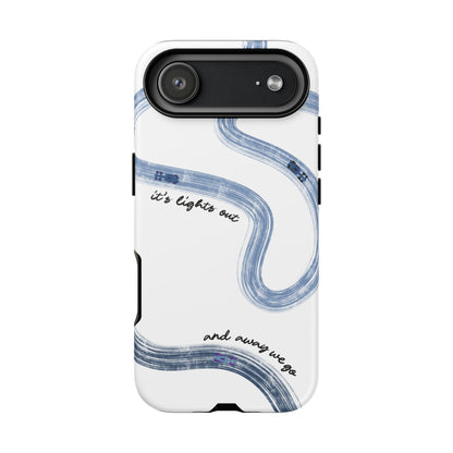 F1 Phone Case Blue Painted "its lights out and away we go", Trendy F1 Gift, Formula 1 Gift, Cute F1 Phone Case, Gift for F1 Fans