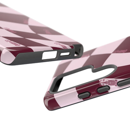 F1 Phone Case Pink Checkered Design, Trendy F1 Gift, Formula 1 Gift, Cute F1 Phone Case, Unique Formula One Phone Case
