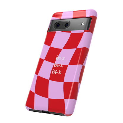 Pink and Red Checkered F1 Phone Case, Box Box Box F1 Phone Case