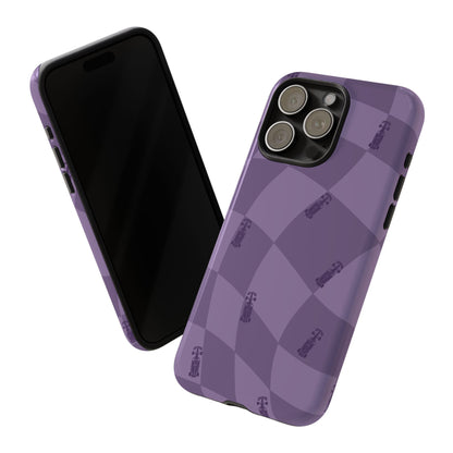 F1 Phone Case Purple Checkered Design, Trendy F1 Gift, Formula 1 Gift, Cute F1 Phone Case, Unique Formula One Phone Case