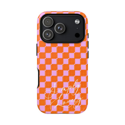 Simply Lovely Orange and Pink Checkered F1 Phone Case Design, Trendy F1 Gift, Formula 1 Gift, Cute F1 Phone Case