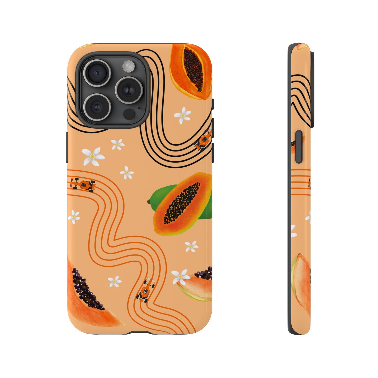 Orange F1 McLaren and Papaya Phone Case, Trendy F1 Gift, Formula 1 Gift, Cute Fruit F1 Phone Case, Unique Phone Case